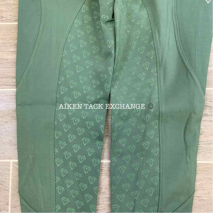 CAS Diamond Silicone Full Seat Compression Breeches, Green, Size Medium