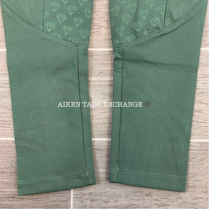 CAS Diamond Silicone Full Seat Compression Breeches, Green, Size Medium