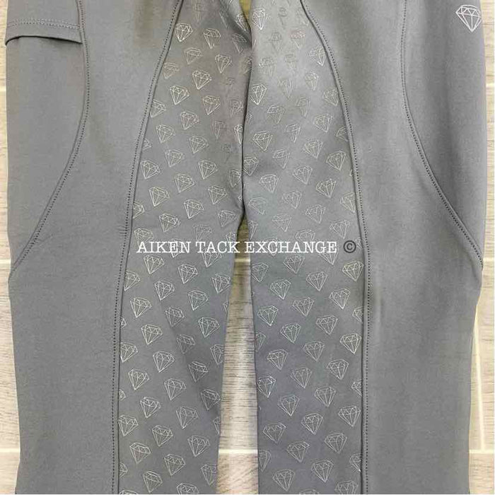CAS Diamond Silicone Full Seat Compression Breeches, Grey, Size Small