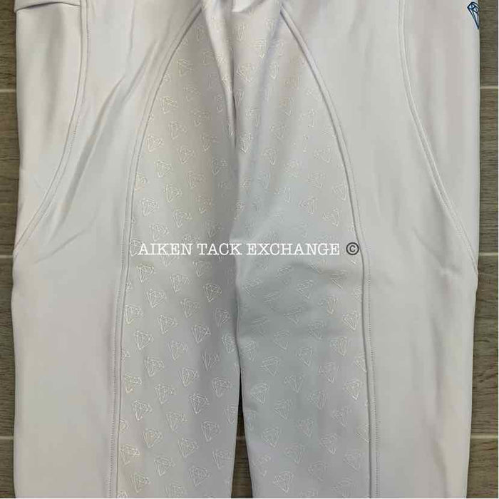 CAS Diamond Silicone Full Seat Riding Tight Breeches, White, Size Medium