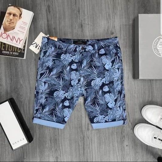 Chino Shorts - Blue Leaves - Dubai Offers Today