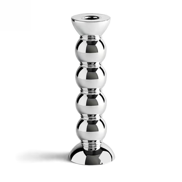Chrome Bobbin Candlestick Large