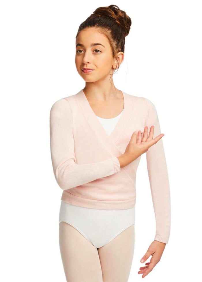 Capezio CK10949C youth wrap sweater in light pink