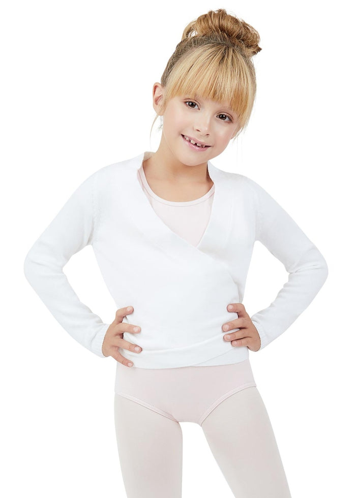 Capezio CK10949C youth wrap sweater in white