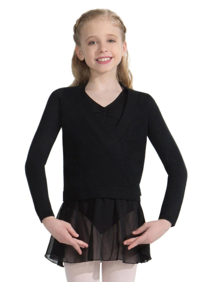 Capezio CK10949C youth wrap sweater in black