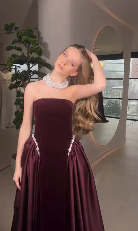 Classy A Line Strapless Sleeveless Lace Up Sweep/Brush Train Prom Dresses