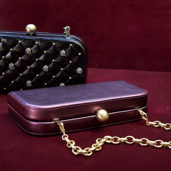 Hobo - Lauren Minaudiere - Metallic Leather - Frosted Plum - Findlay Rowe Designs