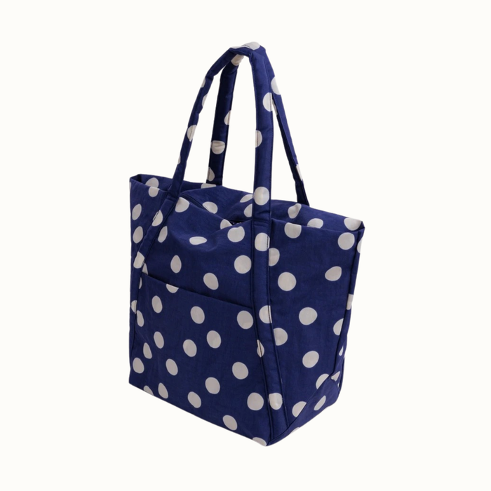 Cloud Bag - Navy and Cream Polka Dot