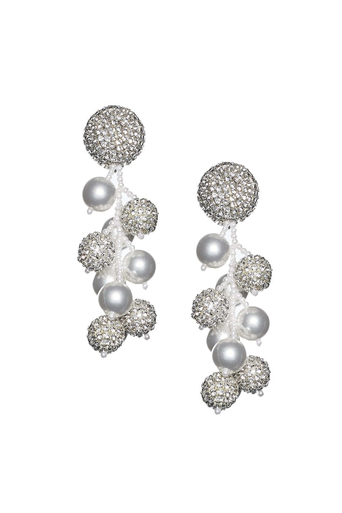 COCONUTS CLEAR CRYSTAL PEARL CLUSTER EARRINGS