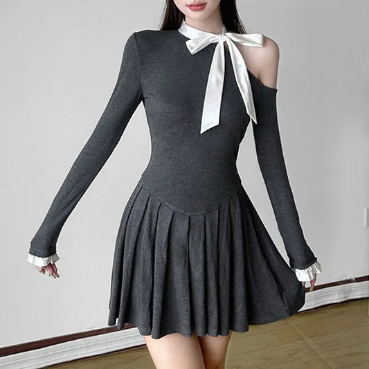 Bow Knot Off Shoulder Mini Dress fashionnsio