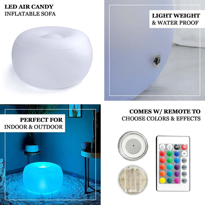 LED air candy inflatable sofa, lightweight and waterproof, perfect for indoor and outdoor use.