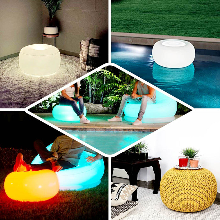 Colorful glowing furniture pieces for outdoor and indoor use.