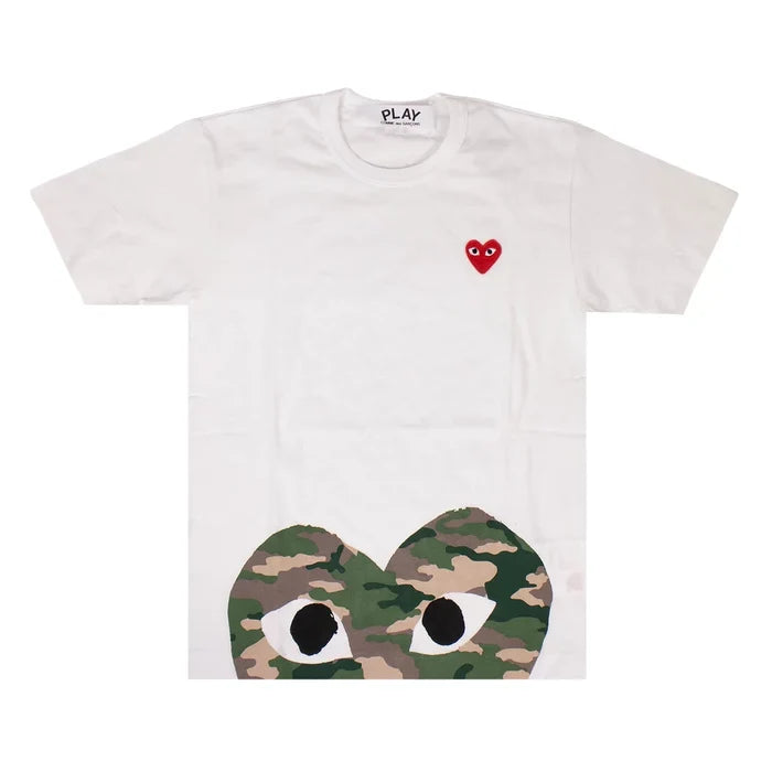 COMME DES GARCONS PLAY Camo Half Heart T-Shirt - White - AZ-T244-051