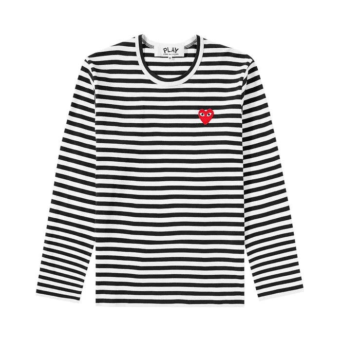 COMME DES GARCONS PLAY Striped Long-Sleeve T-Shirt - White - AZ-T164-051-1