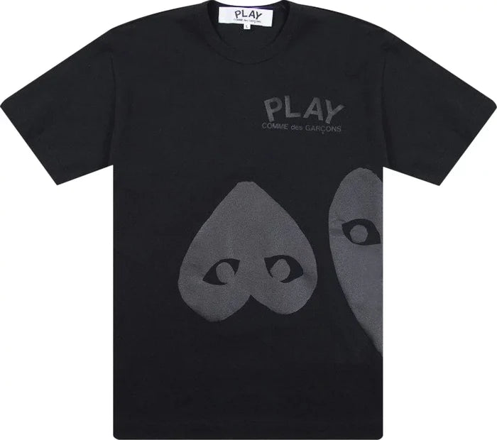 COMME DES GARCONS PLAY Three Hearts T-Shirt - Black - AZ-T196-051-1