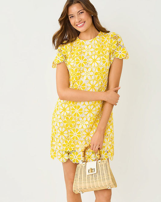 Lilly Pulitzer - Cortney Crochet Shift Dress - Mimosa Yellow Full Bloom