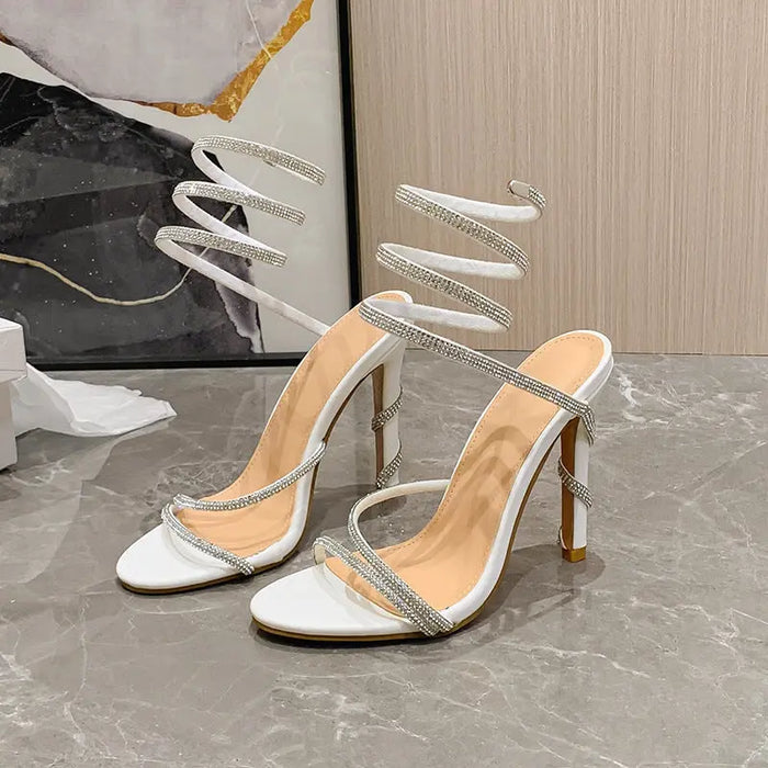 Crystal Snake Coiled Wrapped High Heels fashionnsio