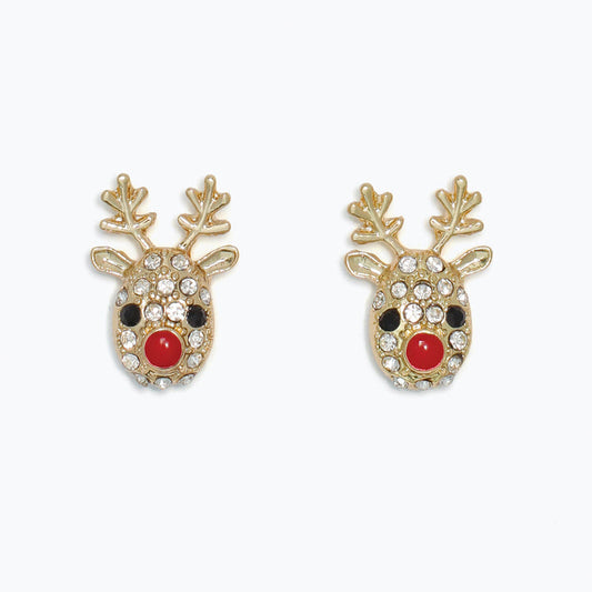 Crystal Studded Rudolph Earrings