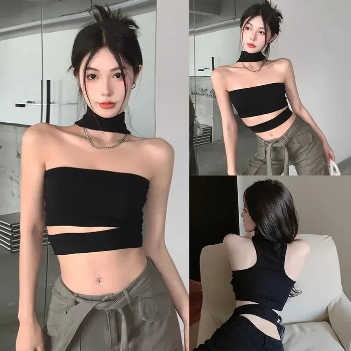 Hanging Neck Cutout Tank Top fashionnsio