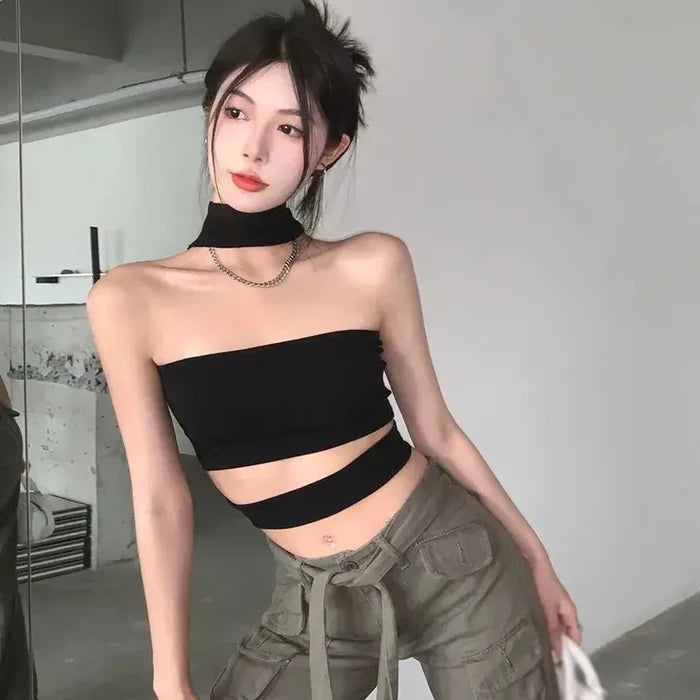 Hanging Neck Cutout Tank Top fashionnsio