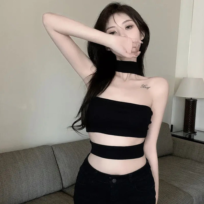 Hanging Neck Cutout Tank Top fashionnsio