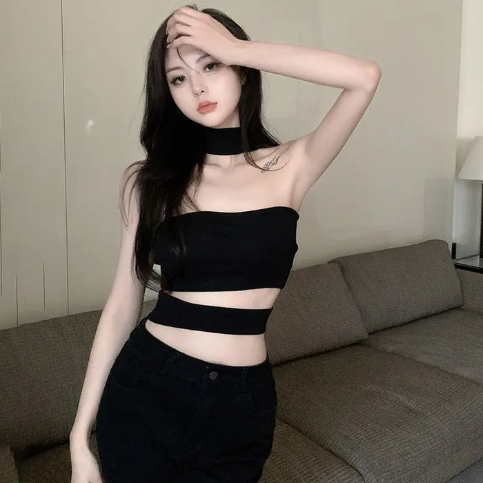 Hanging Neck Cutout Tank Top fashionnsio