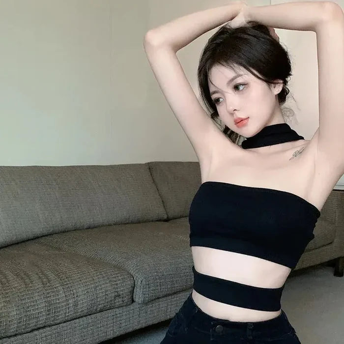 Hanging Neck Cutout Tank Top fashionnsio