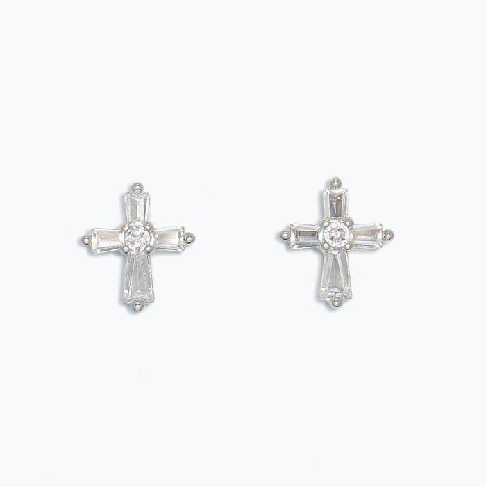 CZ Cross Earrings