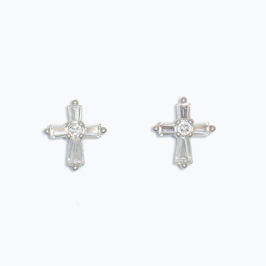 CZ Cross Earrings