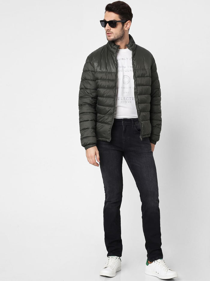 Dark Green High Neck Puffer Jacket