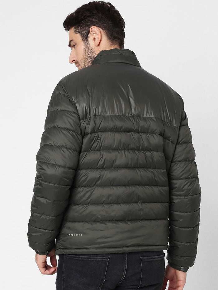Dark Green High Neck Puffer Jacket