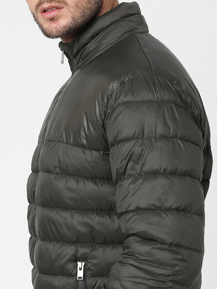 Dark Green High Neck Puffer Jacket