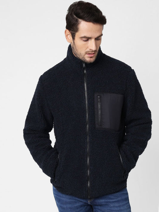 Dark Green High Neck Teddy Jacket