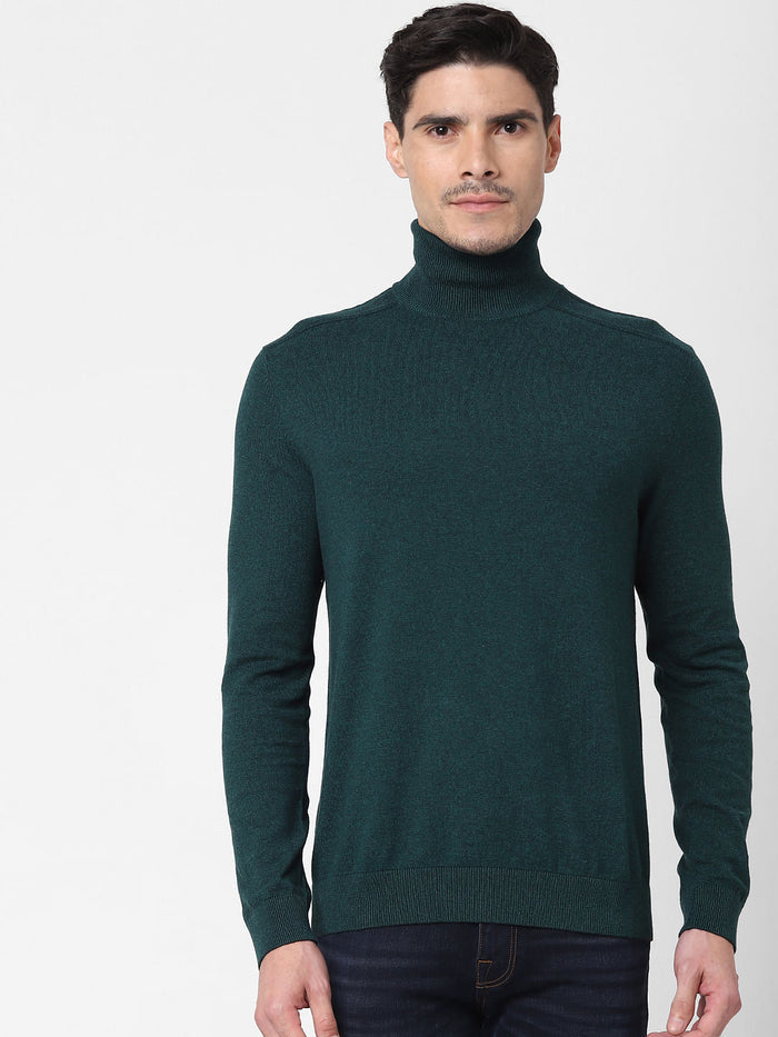 Dark Green Roll Neck Pullover