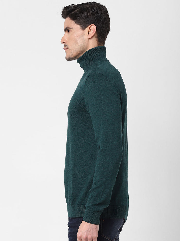 Dark Green Roll Neck Pullover