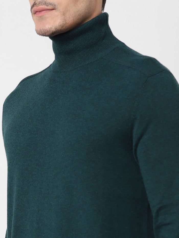 Dark Green Roll Neck Pullover