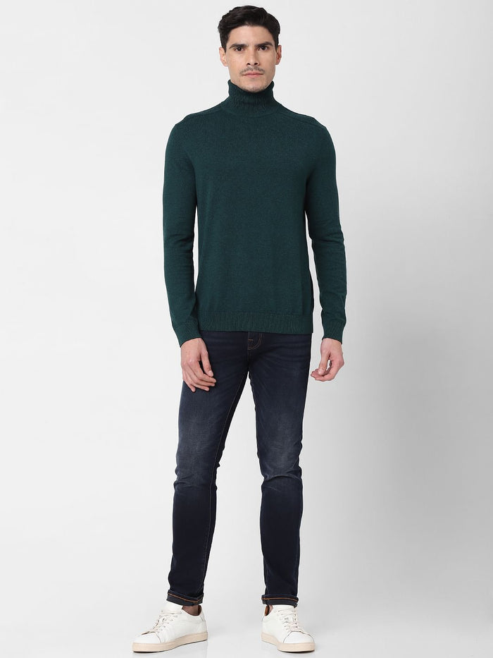 Dark Green Roll Neck Pullover