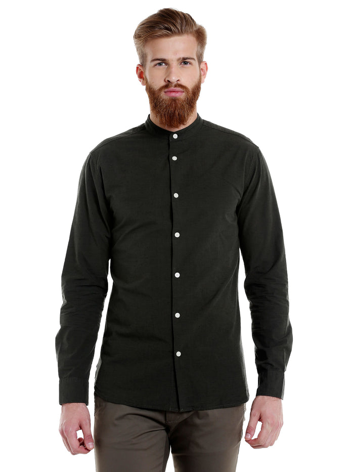 Dark Green Slim Fit Full Sleeves Shirt