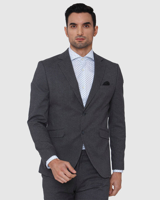 Dark Grey Printed Slim Fit Blazer