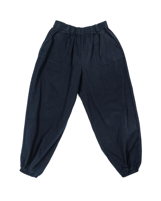 Navy blue pants on a white background