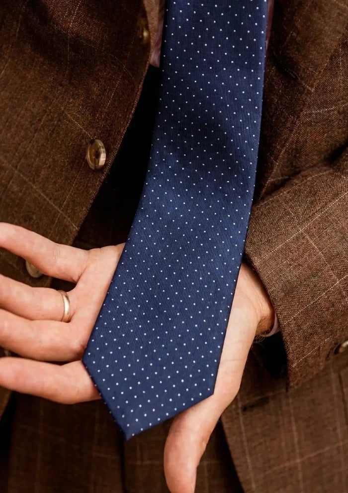 Deep Blue Pin Dot Tie - SARTORO