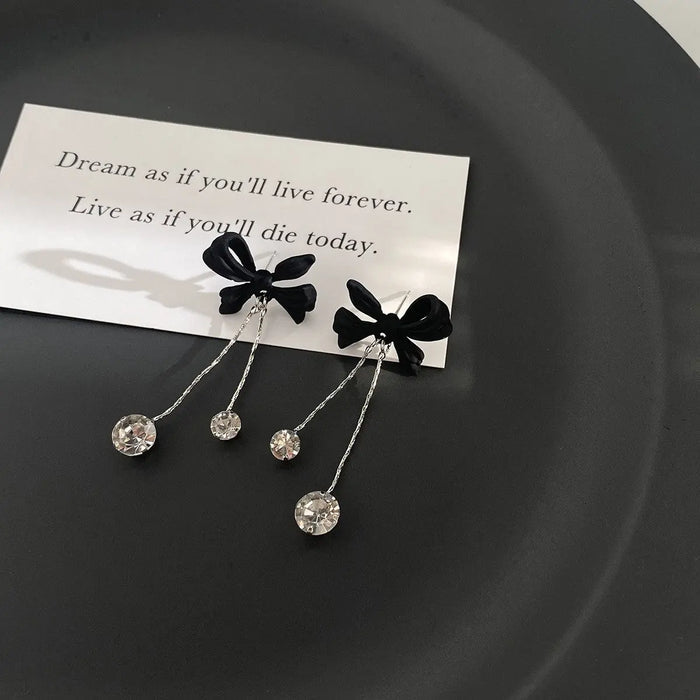 Bow Diamond Drop  Earrings fashionnsio