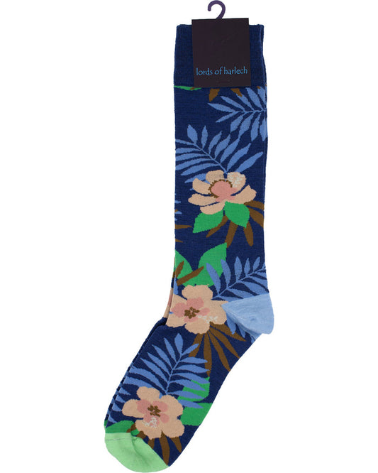 Donald Farm Floral Navy Socks