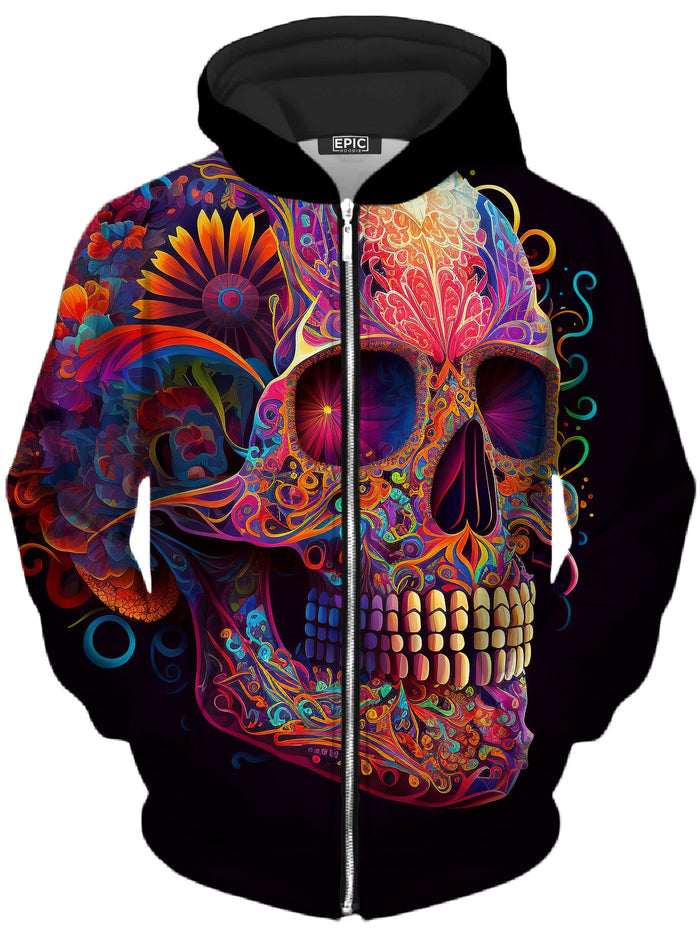 DOTD Skull Unisex Zip-Up Hoodie iEDM Epic Hoodie