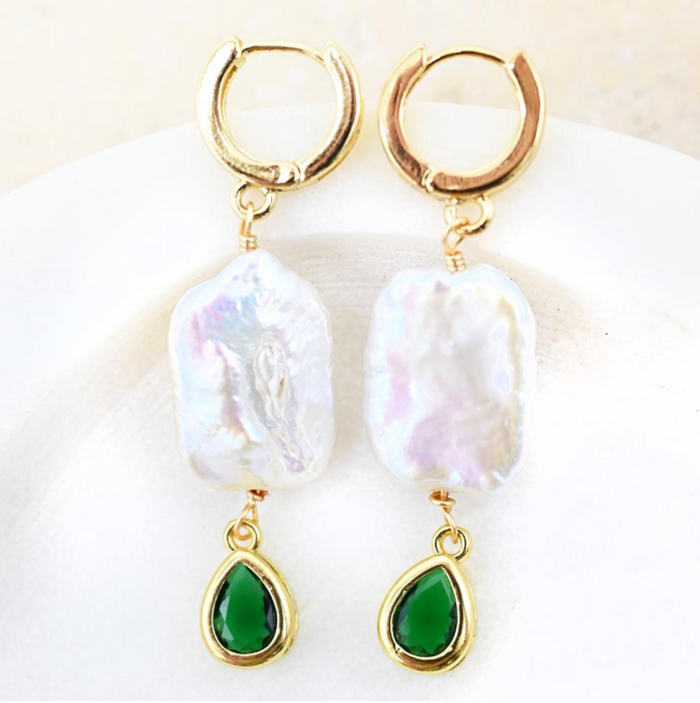 Emerald Pearl Earrings