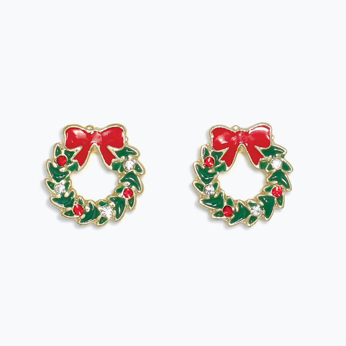 Enameled Wreath Earrings