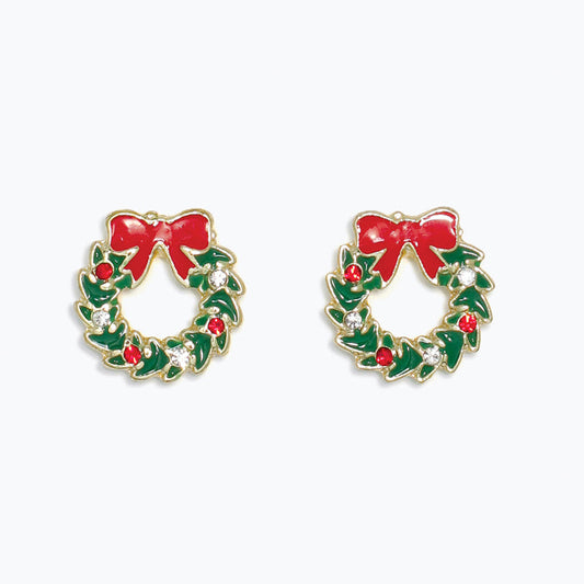 Enameled Wreath Earrings