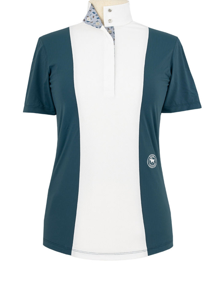 Essex Classics Ladies "Luna II" Teal with Boot Scootin' Short Sleeve Performance Show Shirt - Equiluxe Tack