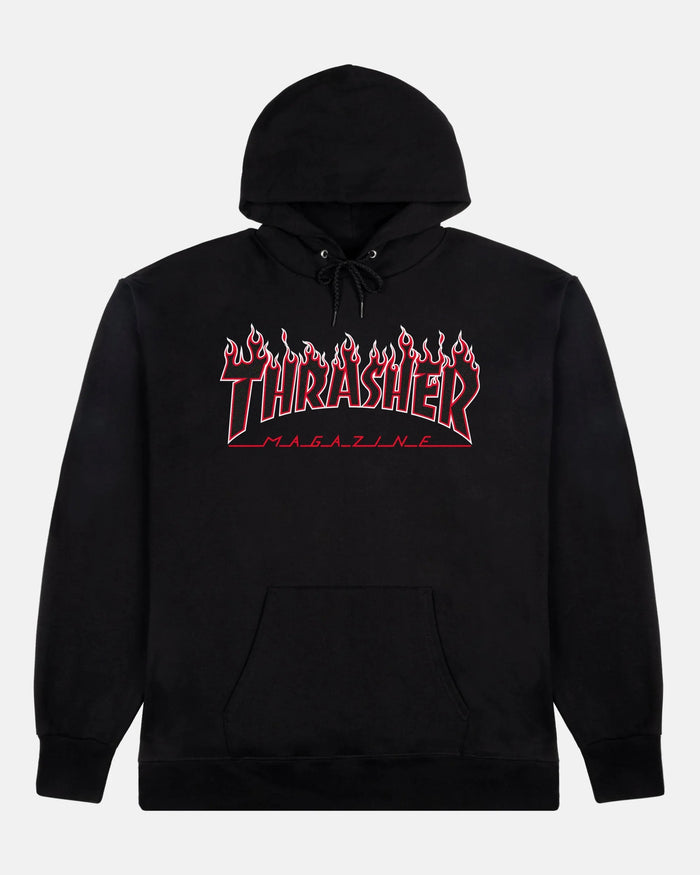 FLAME - HOODIE - BLACK & RED - Four Street