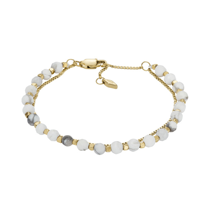 Fossil All Stacked Up Howlite Chain Beaded Bracelet